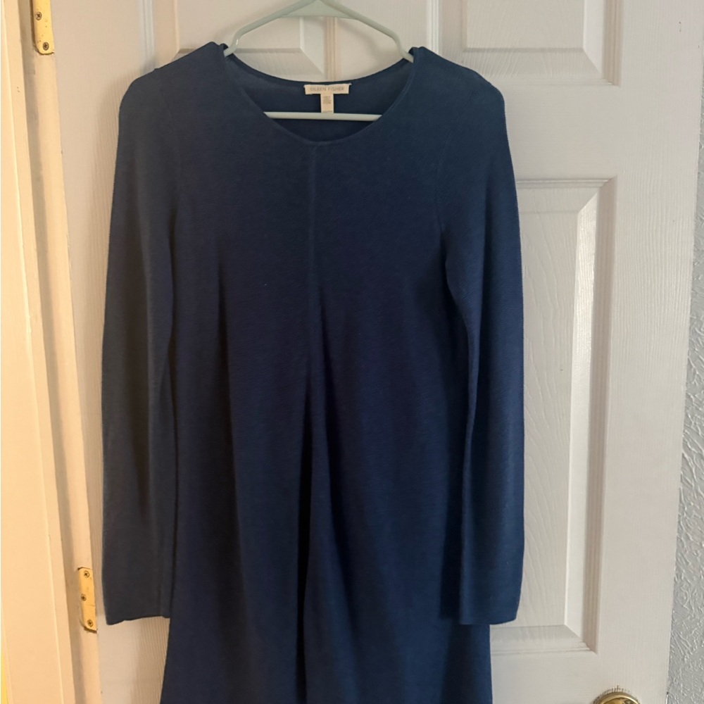 Eileen Fisher Navy Long Sleeve Dress cashmere blend